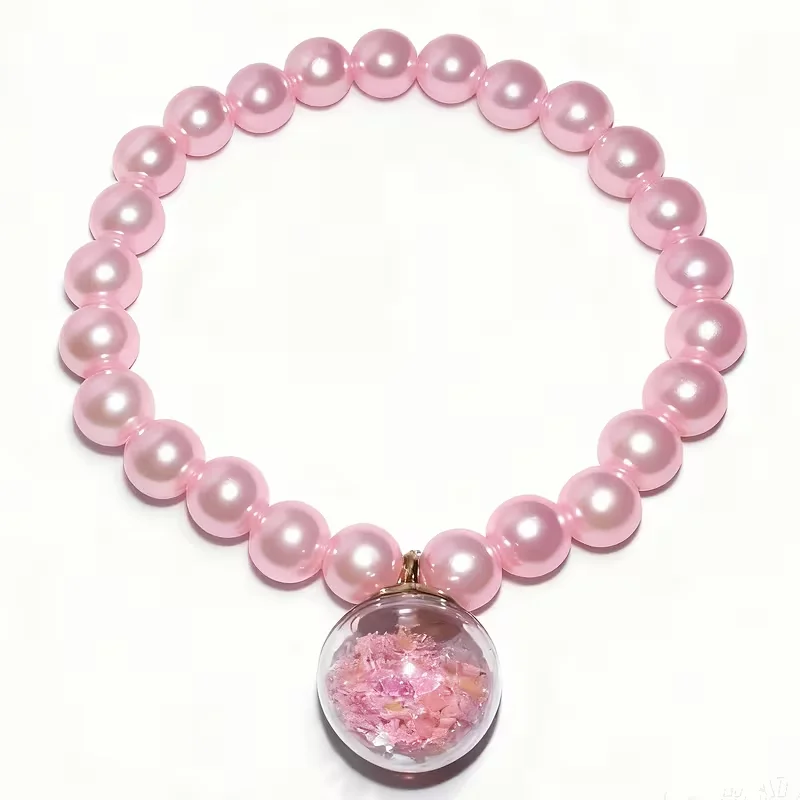 Collar para gato con perla rosa